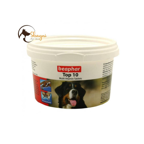 قرص مولتی ویتامین سگ تاپ تن Top10 برند بیفار 180 عددی ا Beaphar Top 10 Multi Vitamin Tabs For Dog 180PCS